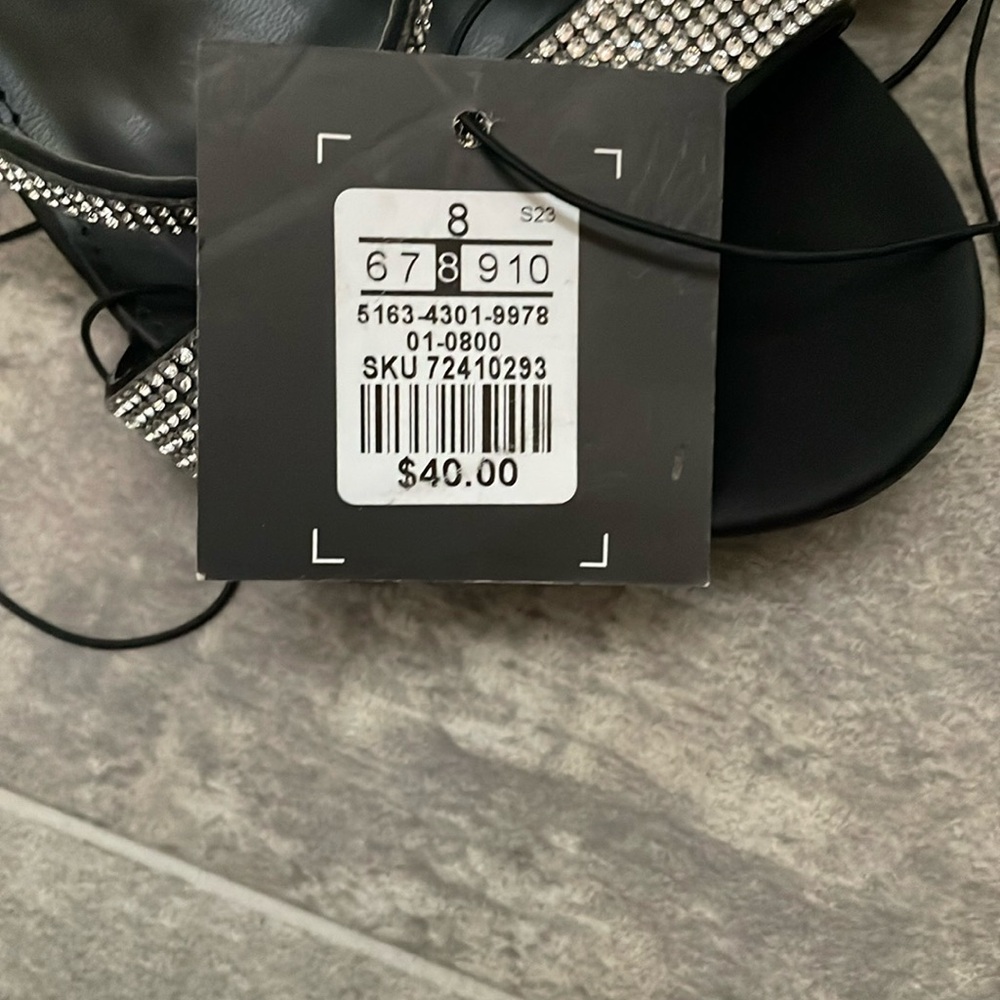 3/$40 Refuge Black and Silver Heels with Strappy Design - Picture 2 of 4